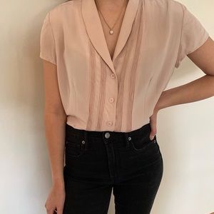 Baby Pink 100% Silk Blouse
